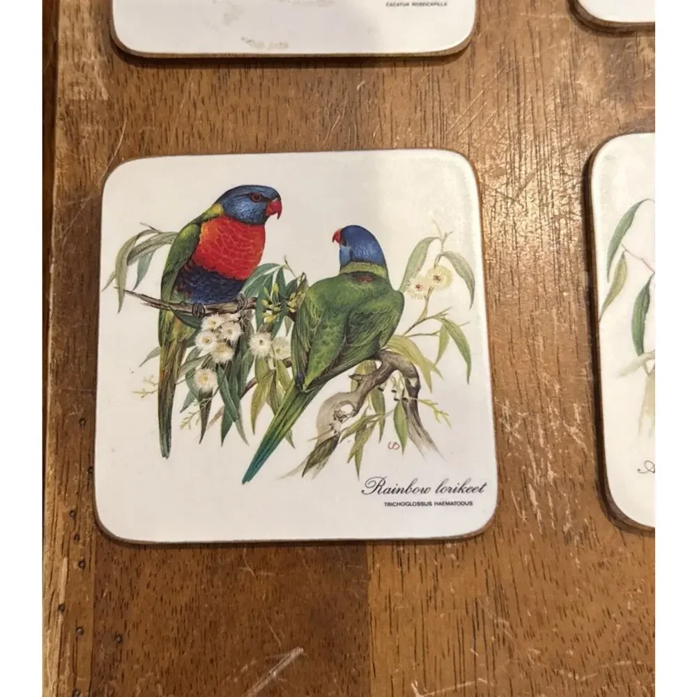Pimpernel‎ Set of 6 Coasters Australian Birds Made in England Cork
